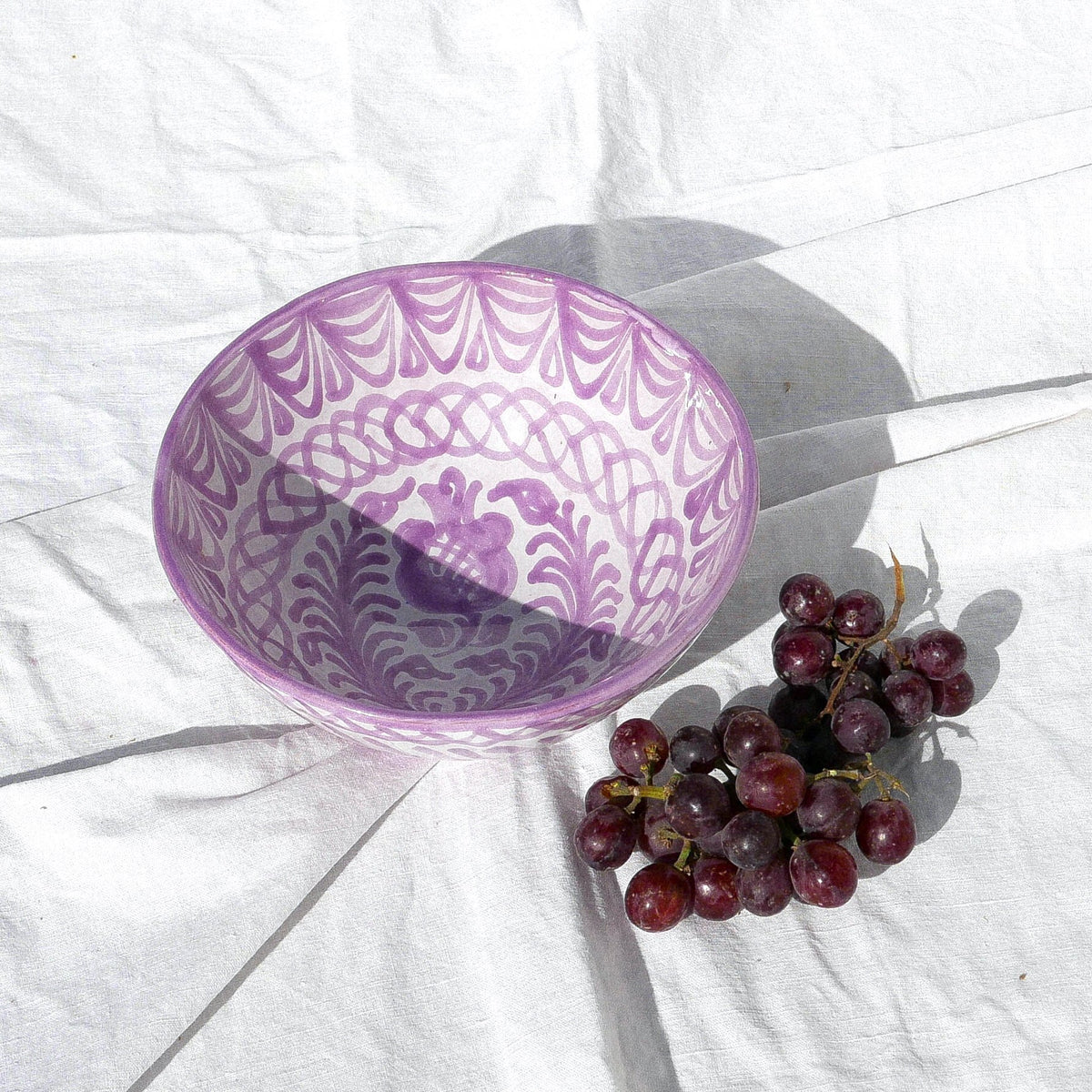 Casa Lila Medium Bowl with Hand-painted Designs