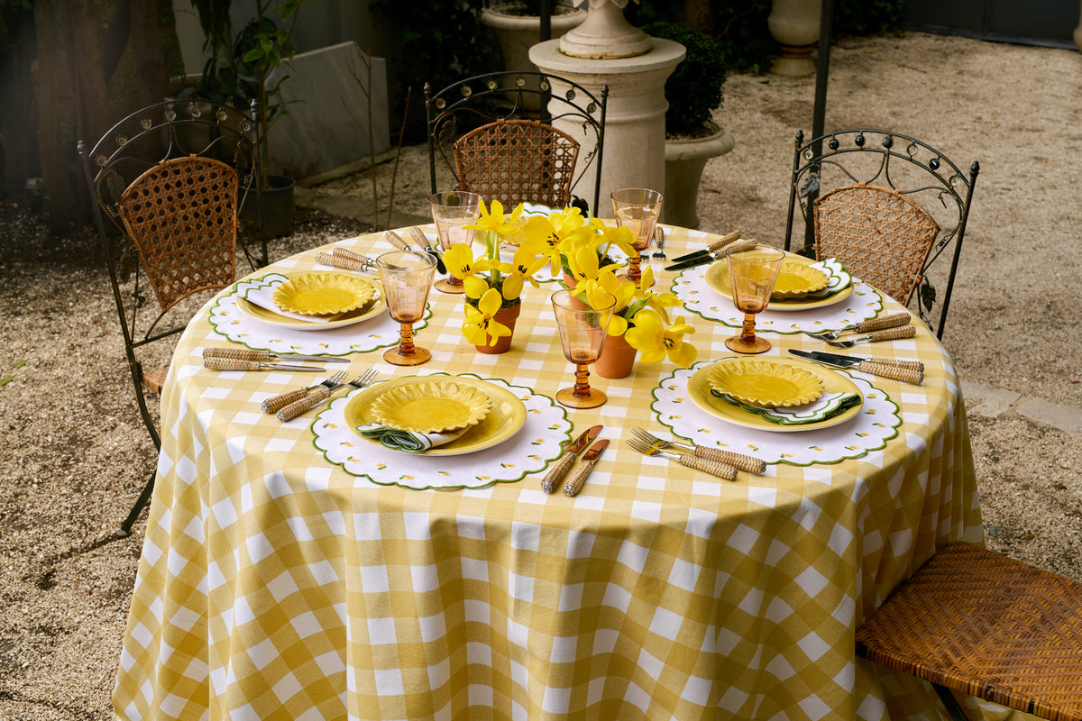 Chloe Gingham Tablecloth in Yellow