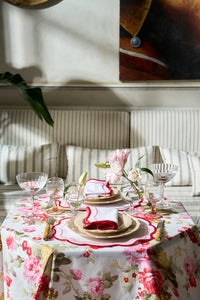 Wild Roses Tablecloth in White