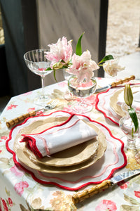 Wild Roses Tablecloth in White