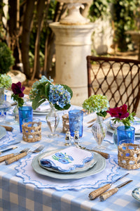 Blue Lotus Placemat and Napkin Set in White