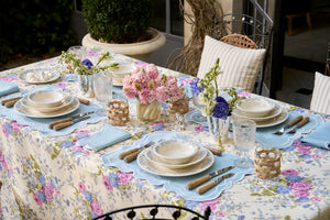 Blue Dahlia Floral Tablecloth