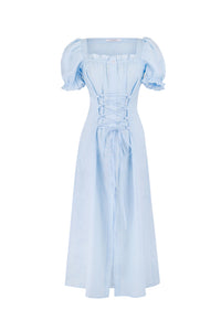 Marquise Linen Dress in Azure Blue