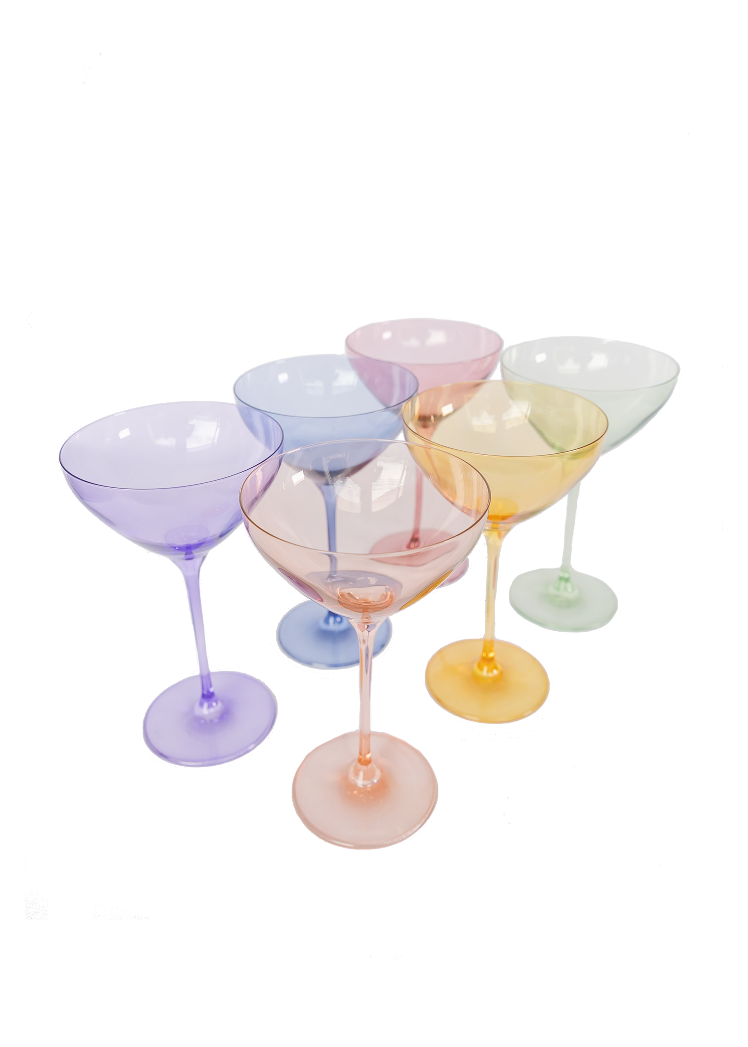 Estelle Colored Martini Glass, Mixed Set of 6