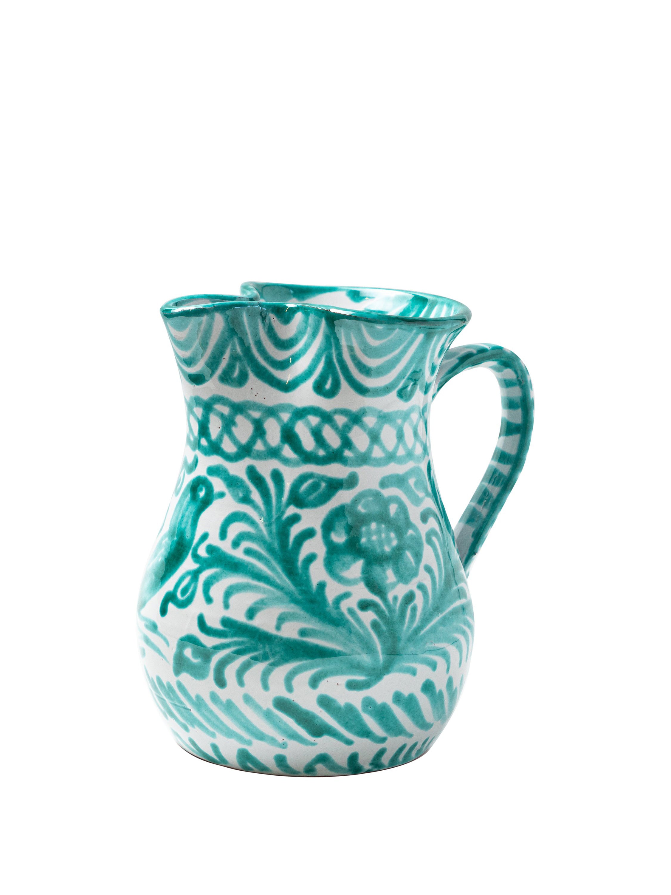 Casa Verde Medium Pitcher with Hand-painted Designs