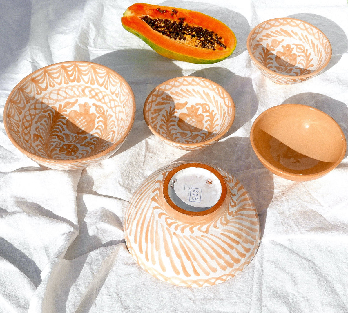 Casa Melocoton Medium Bowl with Hand-painted Designs