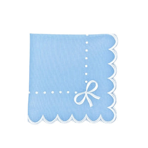 Embroidered blue napkin with bows, luxury napkin