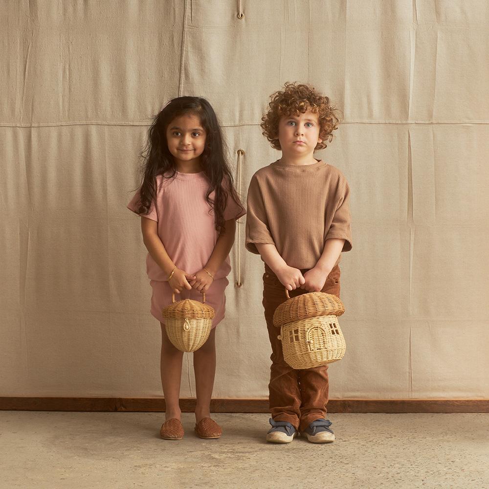 Rattan Mushroom Basket in Natural