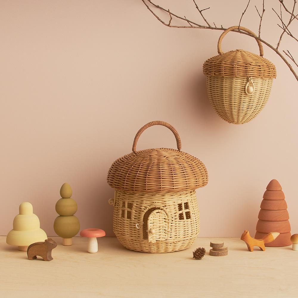 Rattan Mushroom Basket in Natural