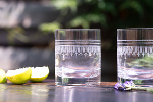 Pair of Crystal Whiskey Glasses with Ovals Design