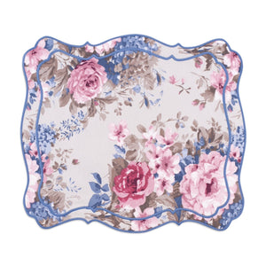 OTM Exclusive: Aline Placemat and Napkin Set in Creme with Sky Blue Embroidery