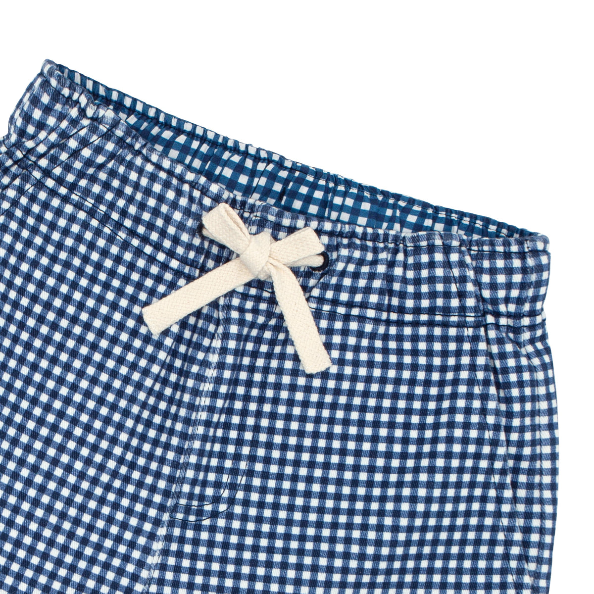 Boys Navy Gingham Camp Short