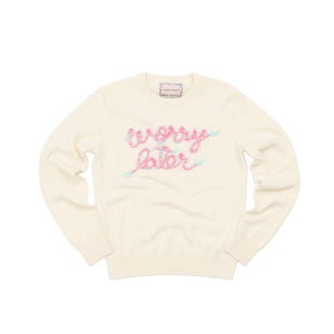 Worry Later Crewneck Sweater Lingua Franca NYC   