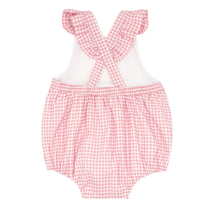 Baby Girl's Pink Guava Gingham Bubble Romper