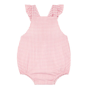 Baby Girl's Pink Guava Gingham Bubble Romper