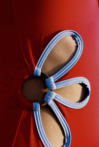 The Flora One-Piece in Poppy & Blue