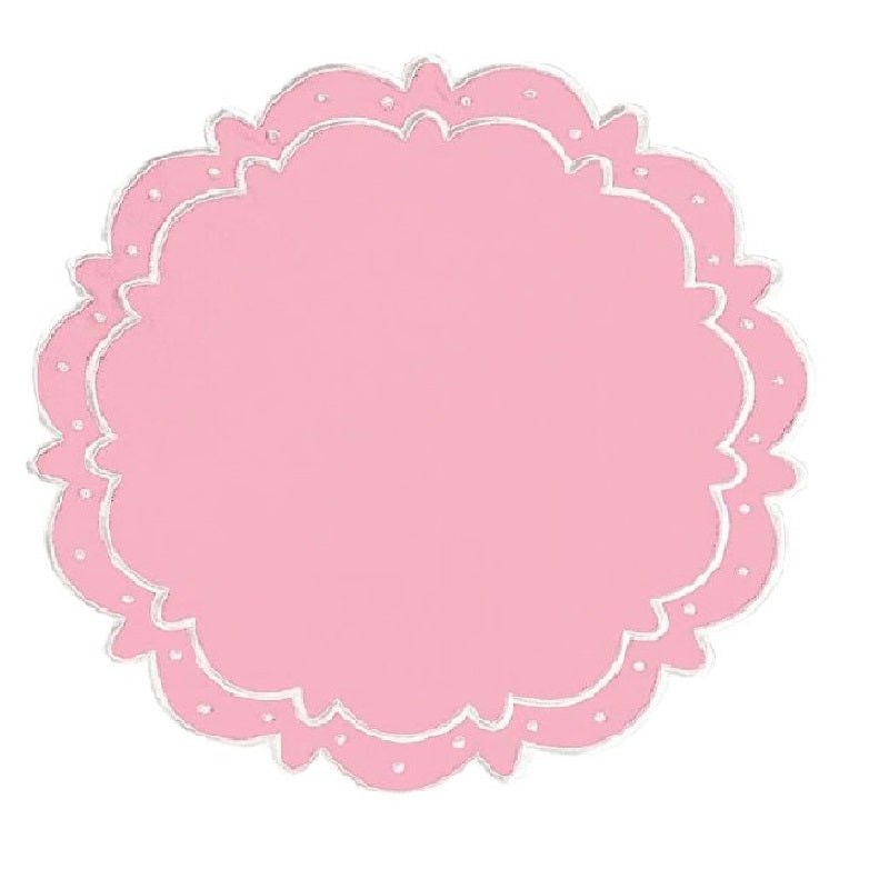 Pink Ava placemat with white embroidery