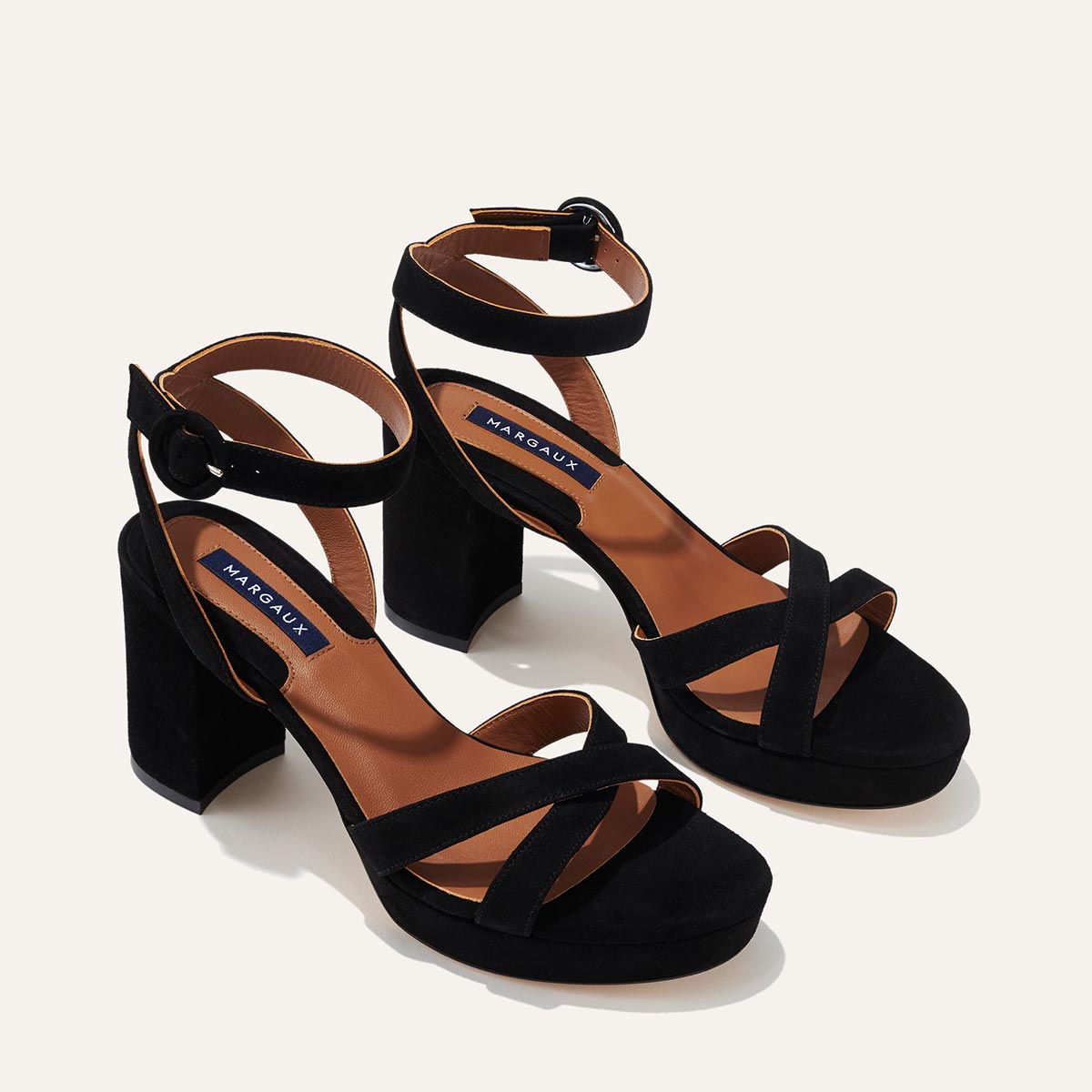 The Platform Sandal in Black Suede