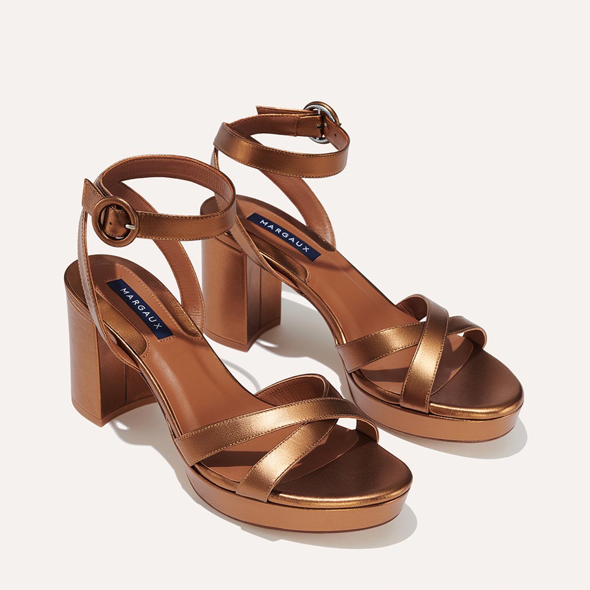 The Platform Sandal in Bronze Nappa