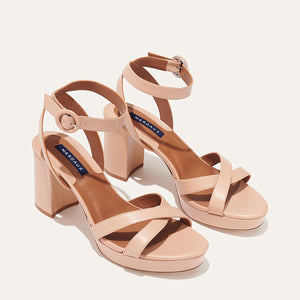 The Platform Sandal in Rose Nappa