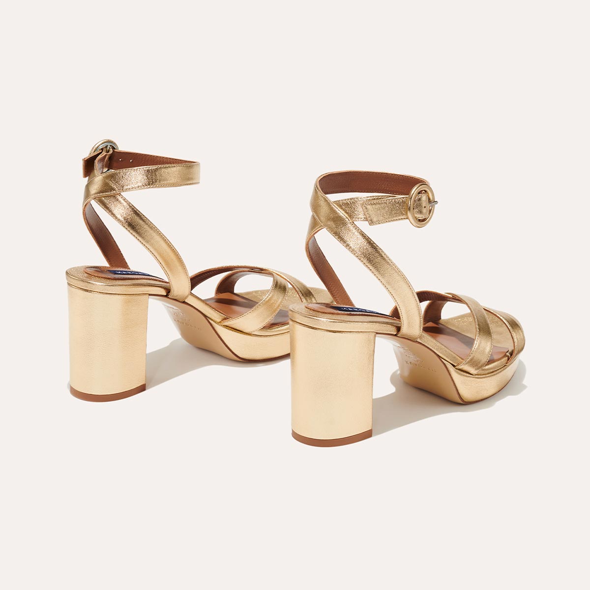 The Platform Sandal in Gold Nappa