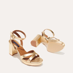 The Platform Sandal in Gold Nappa