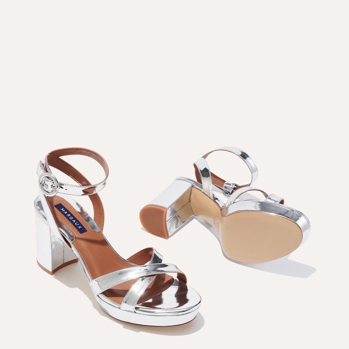 The Platform Sandal in Silver Mirror