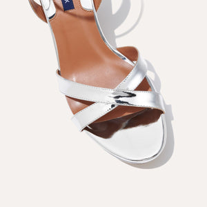 The Platform Sandal in Silver Mirror