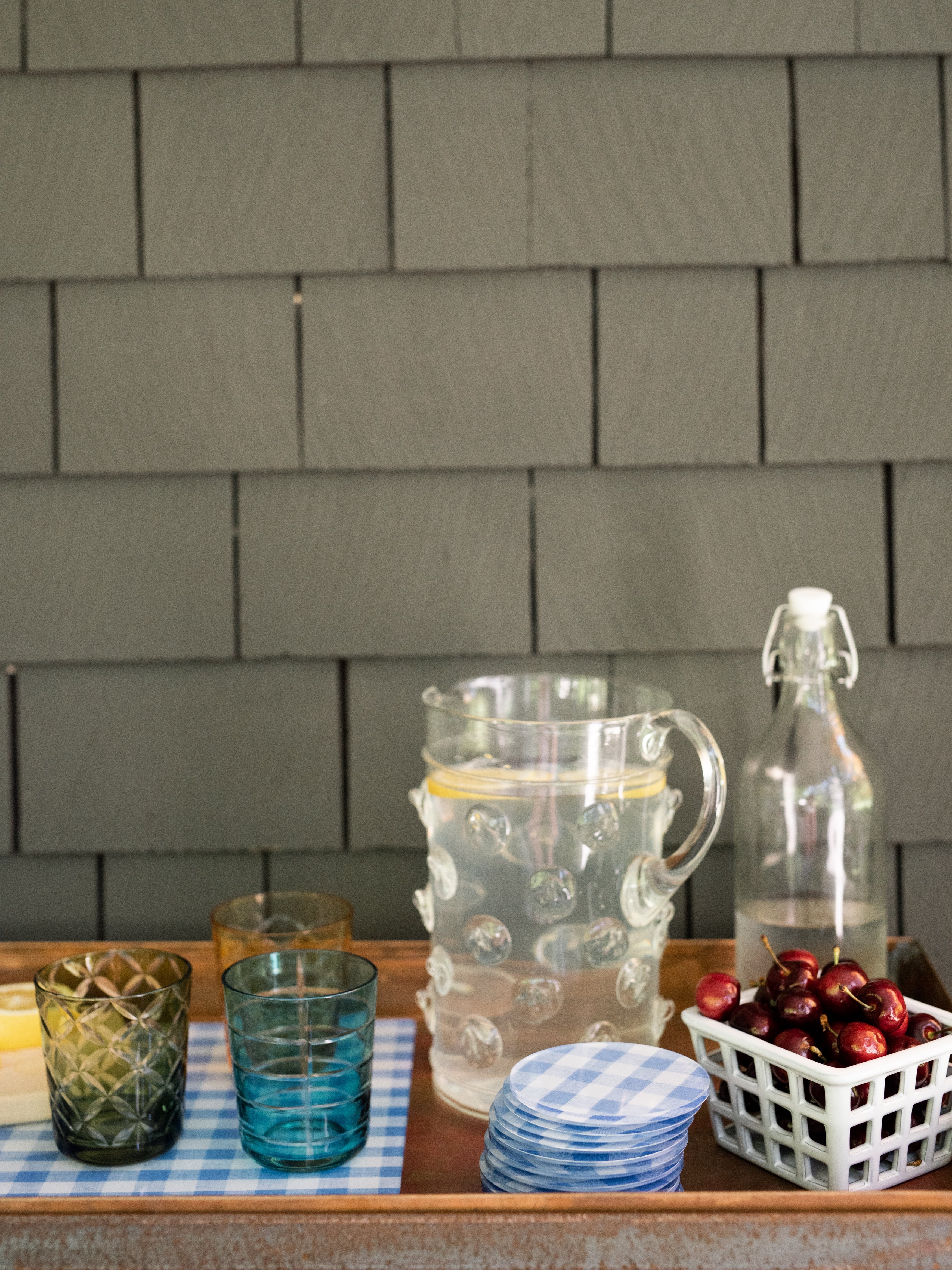 Mack Blue Gingham Coaster Set