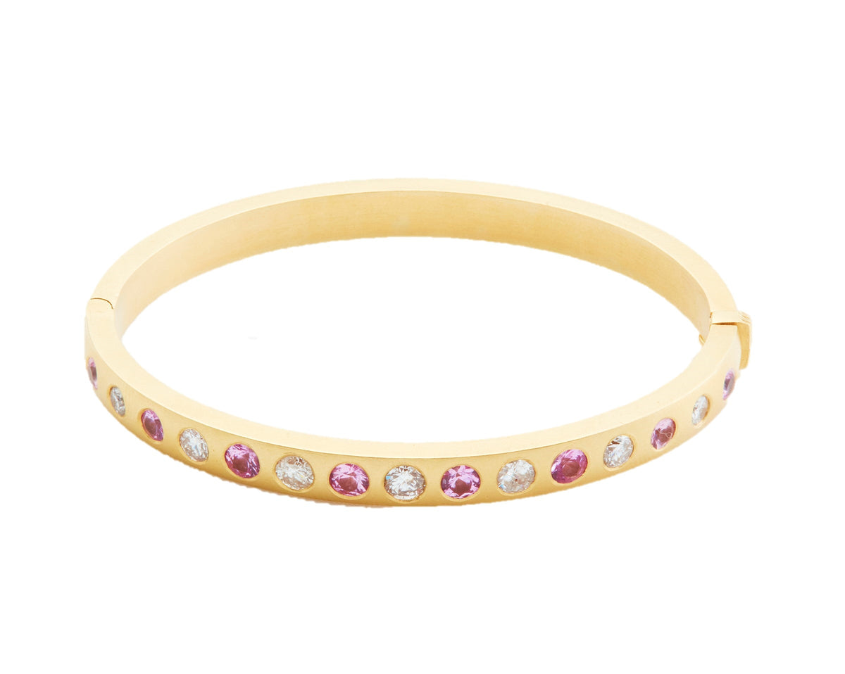 Pink Sapphire and Diamond Bangle