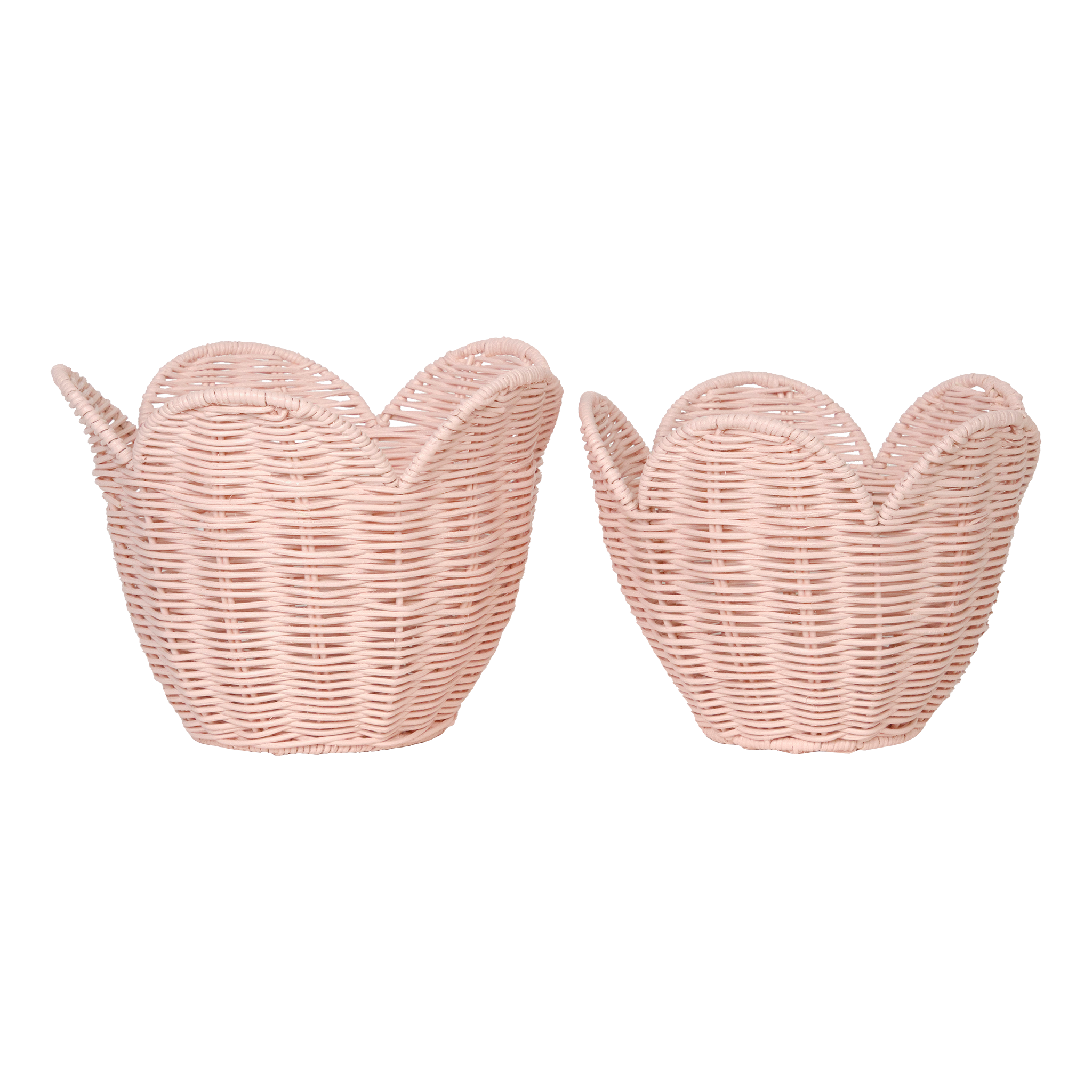 Rattan Lily Basket Set in Blush