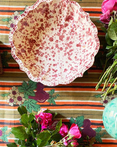 Speckled Serving Bowl in Burgundy