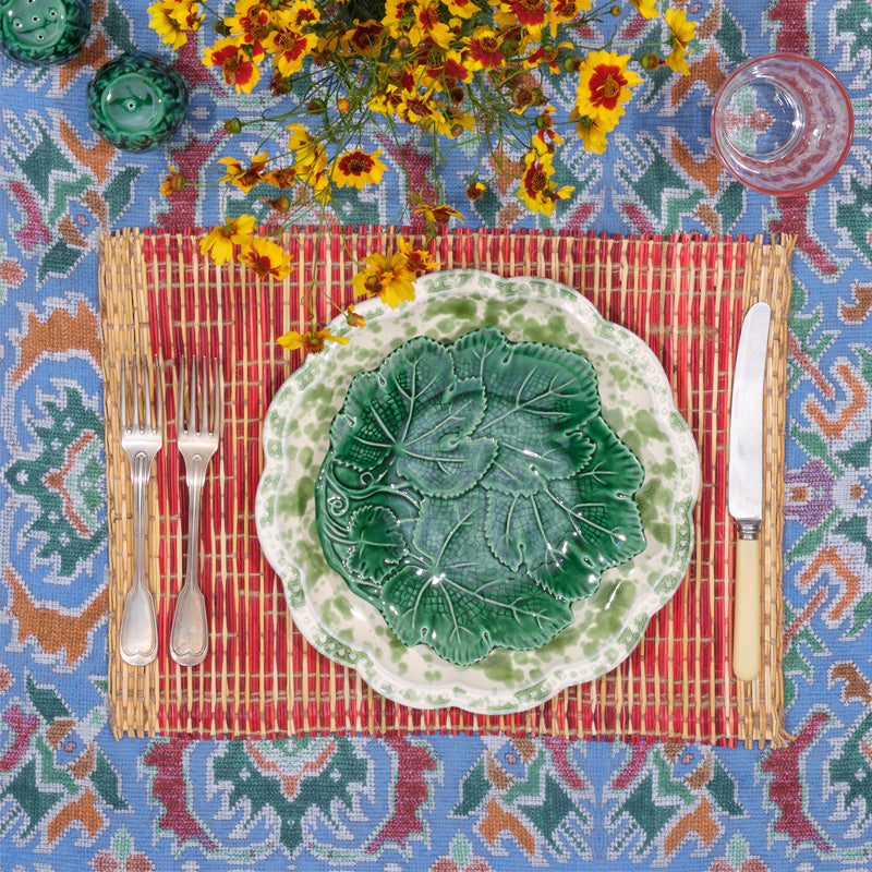 Speckled Dinner Plate in Green and White