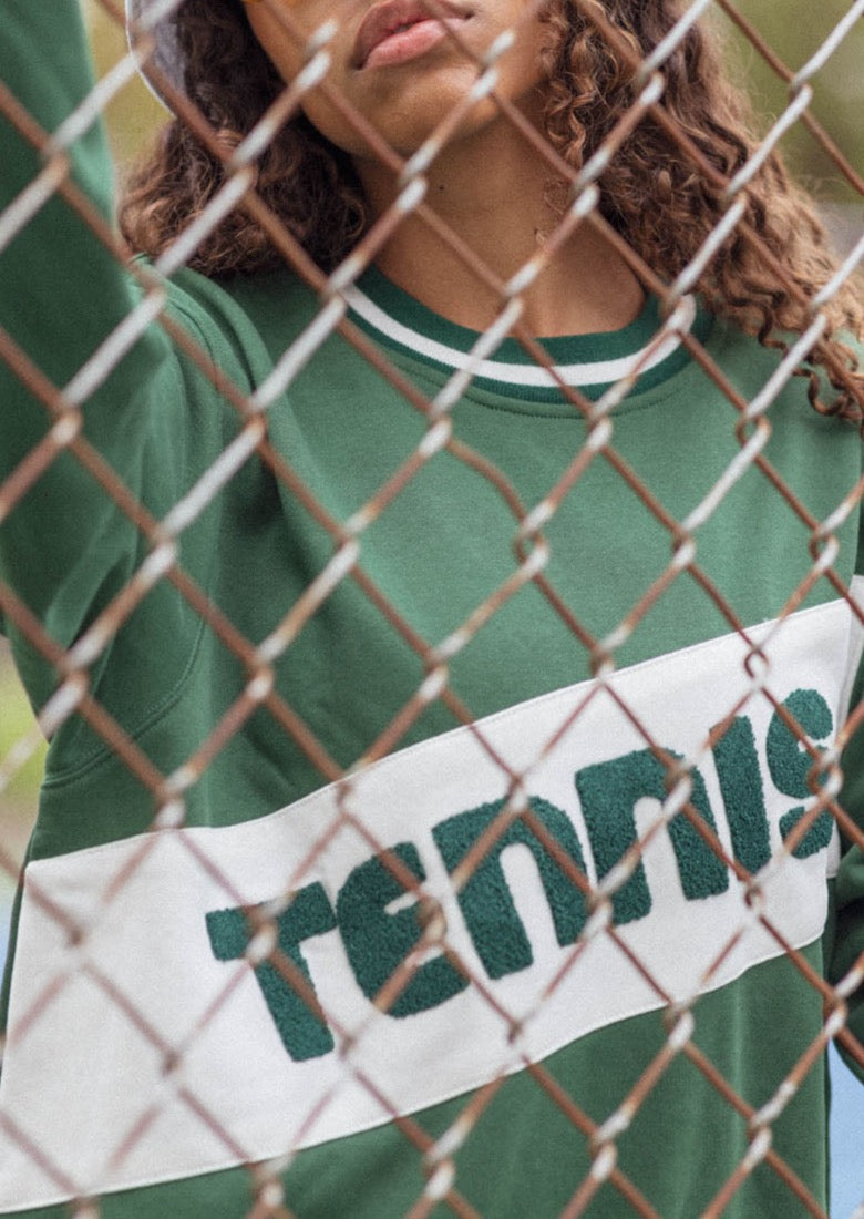 Retro Block Tennis Sweatshirt in Green