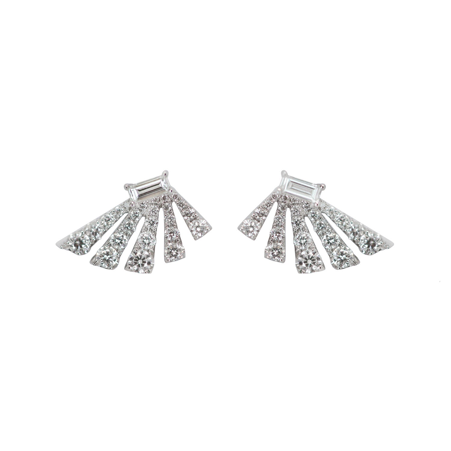 Angular Fan Diamond Baguette Earrings