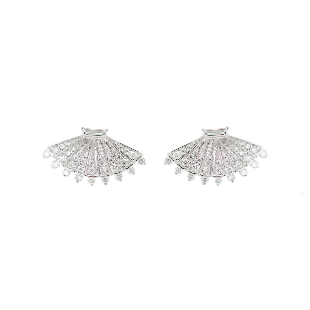 Rounded Fan Diamond Earrings