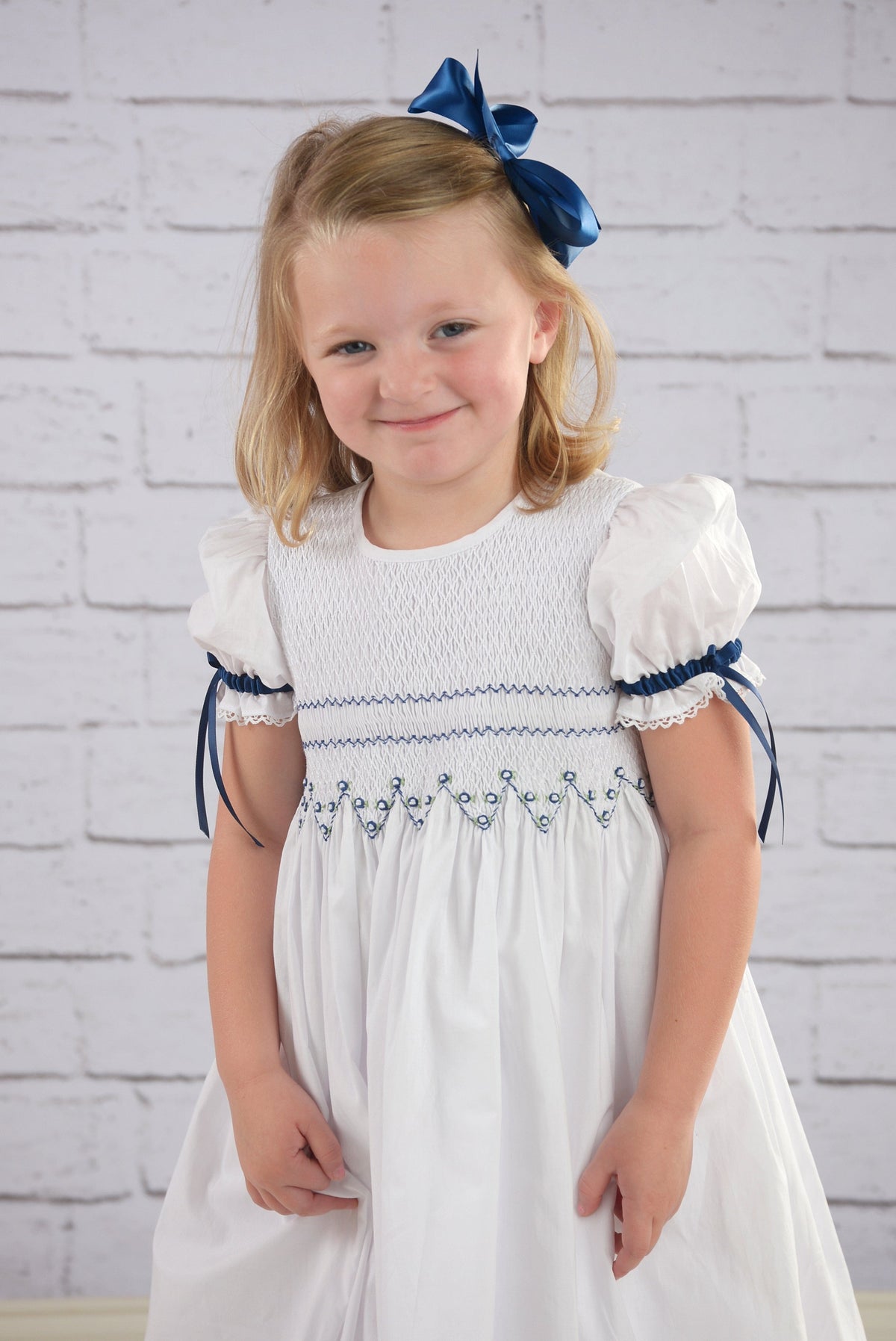 Sarah - Navy Smocked Strasburg Children