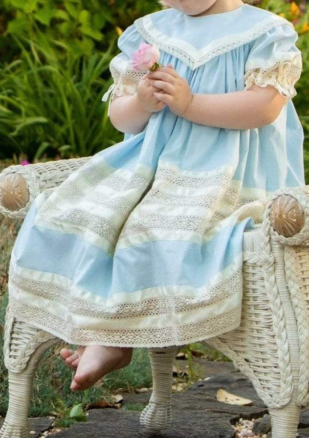 Savannah Lace Heirloom Dress in Blue