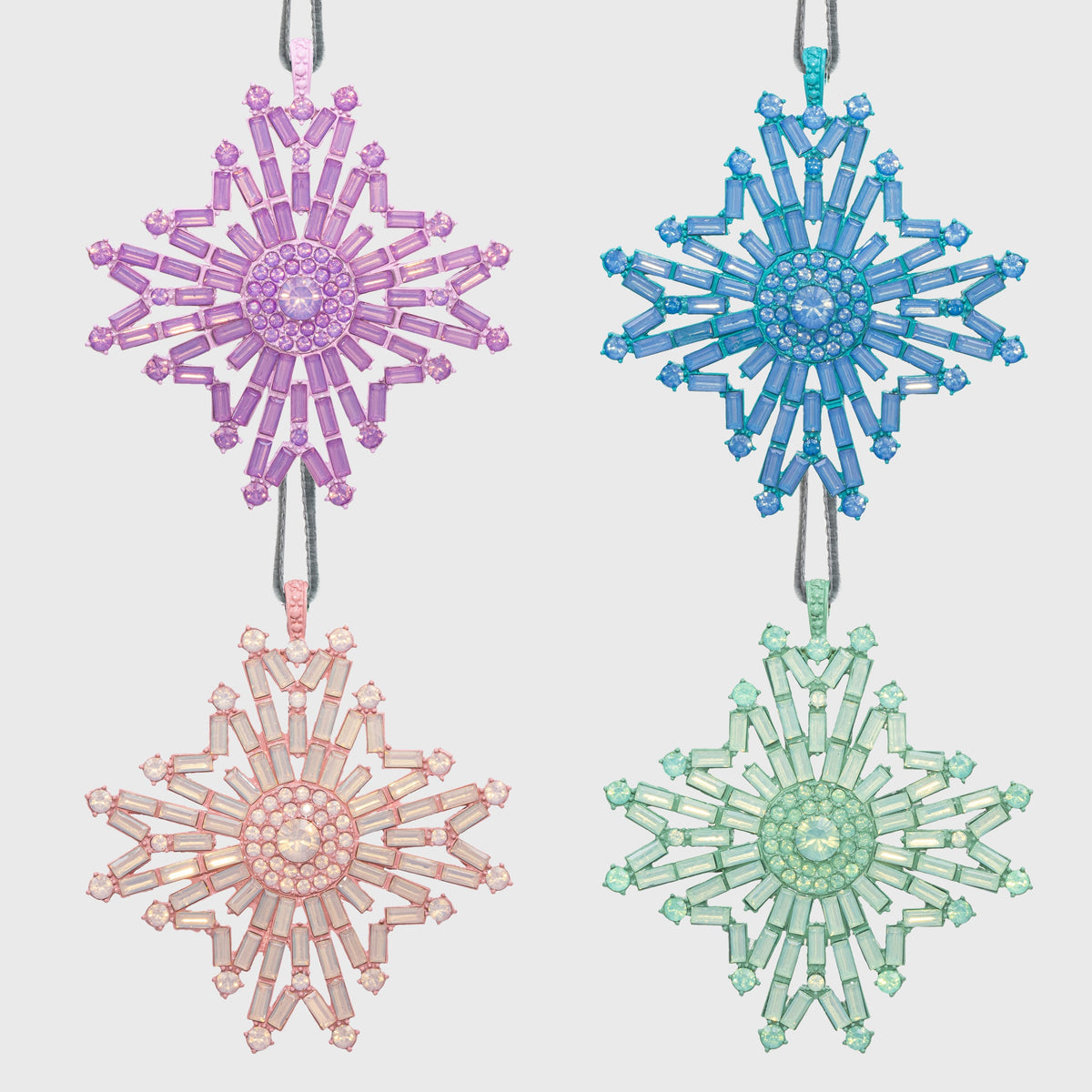 Baguette Snowflake Hanging Ornaments Boxed Set in Sherbet