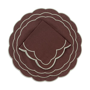 Sofia Linen Brown Placemat with Fern Green Embroidery