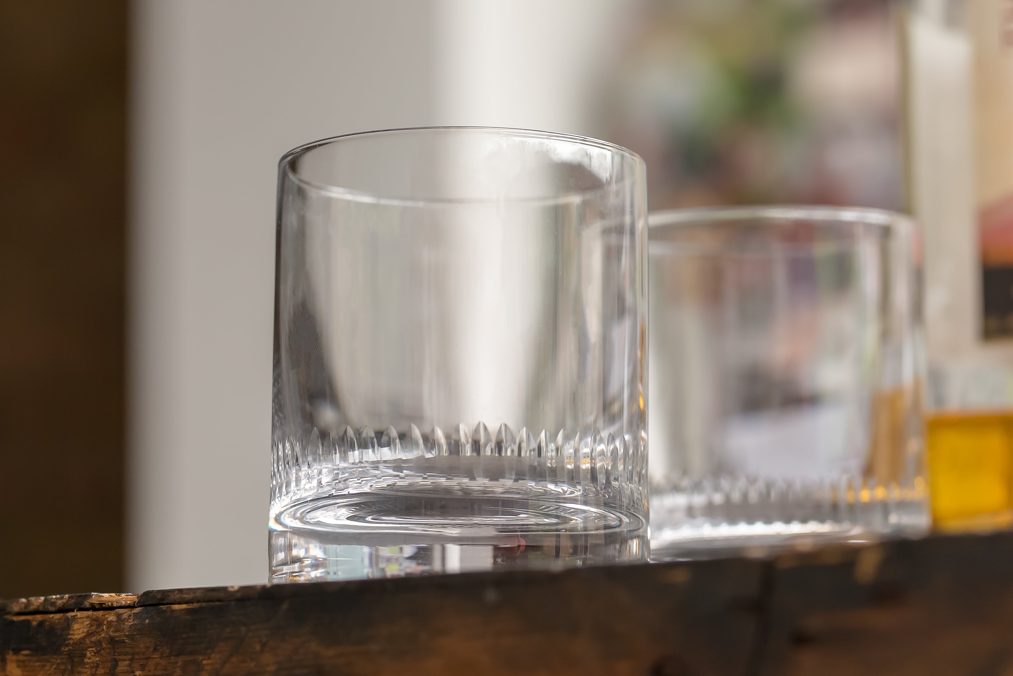 Pair of Crystal Whiskey Glasses with Spears Design