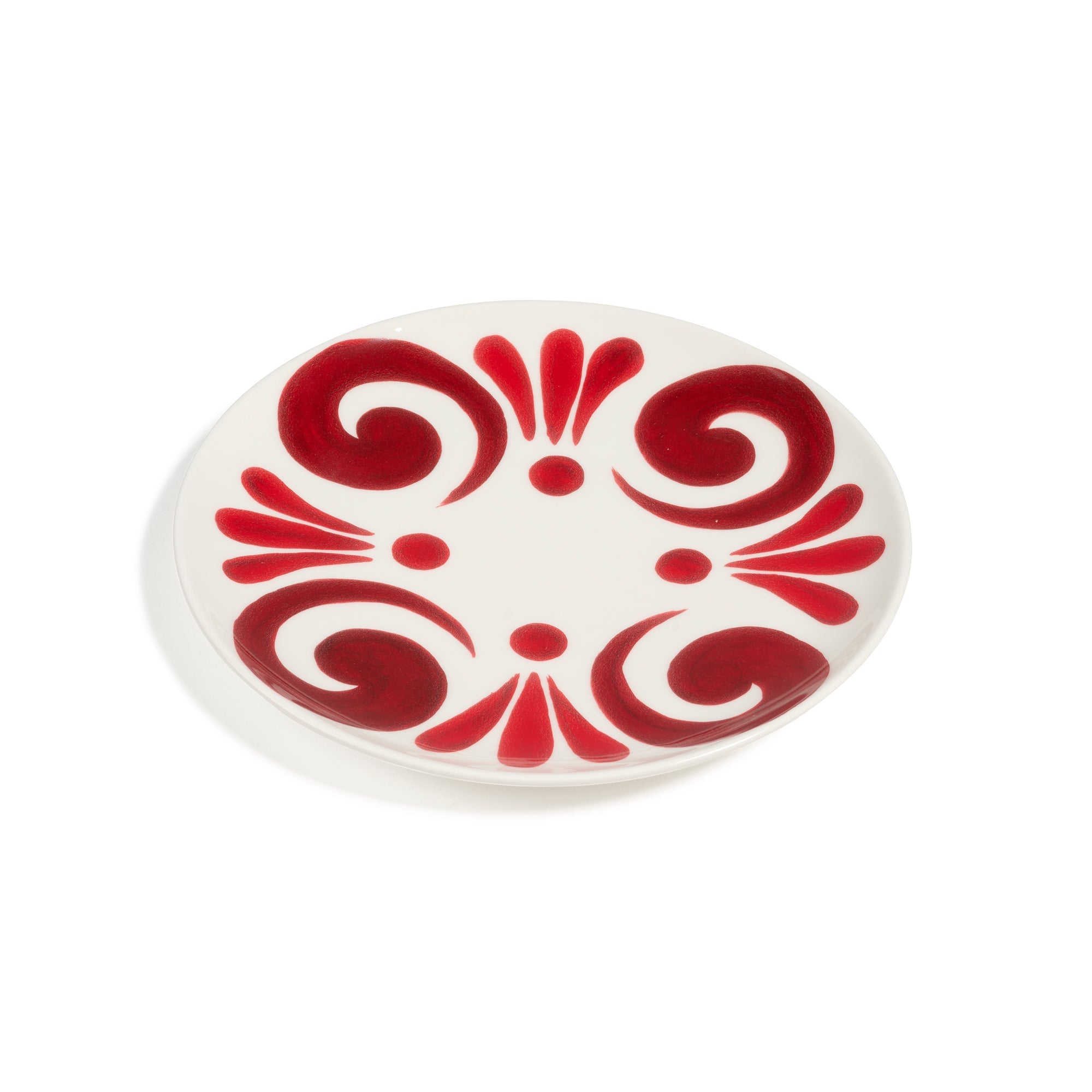 Kallos Dinner Plate in Deep Red on White