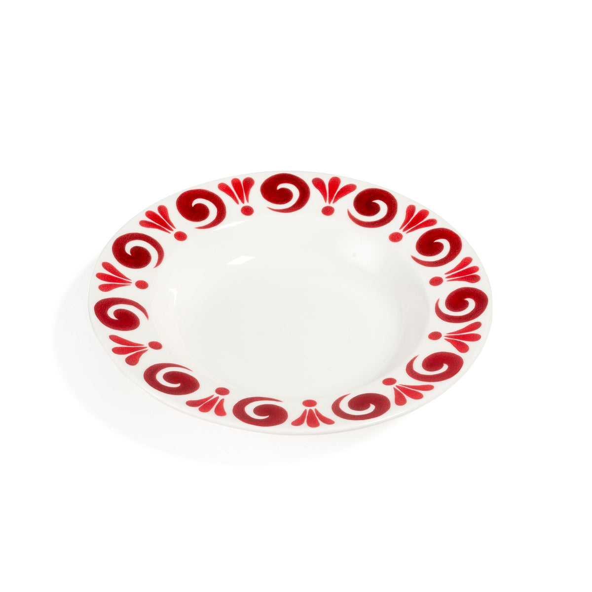 Kallos Soup Plate in Deep Red on White