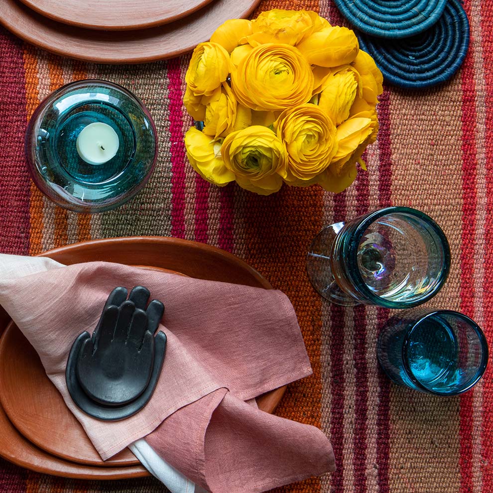 Iridescent Turquoise Tumbler Tabletop Mexico 