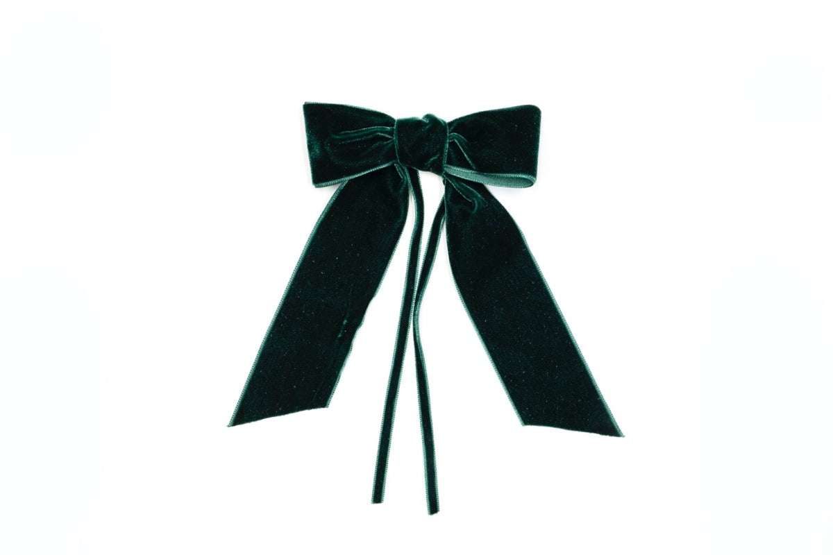 Christmas Green Velvet Napkin Bows, Set of 4