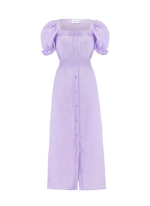 Brigitte Linen Maxi Dress in Lavender